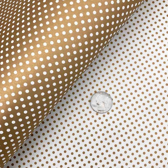 Gold and White Polka Dot Italian Paper ~ Tassotti ~ Reversible Print